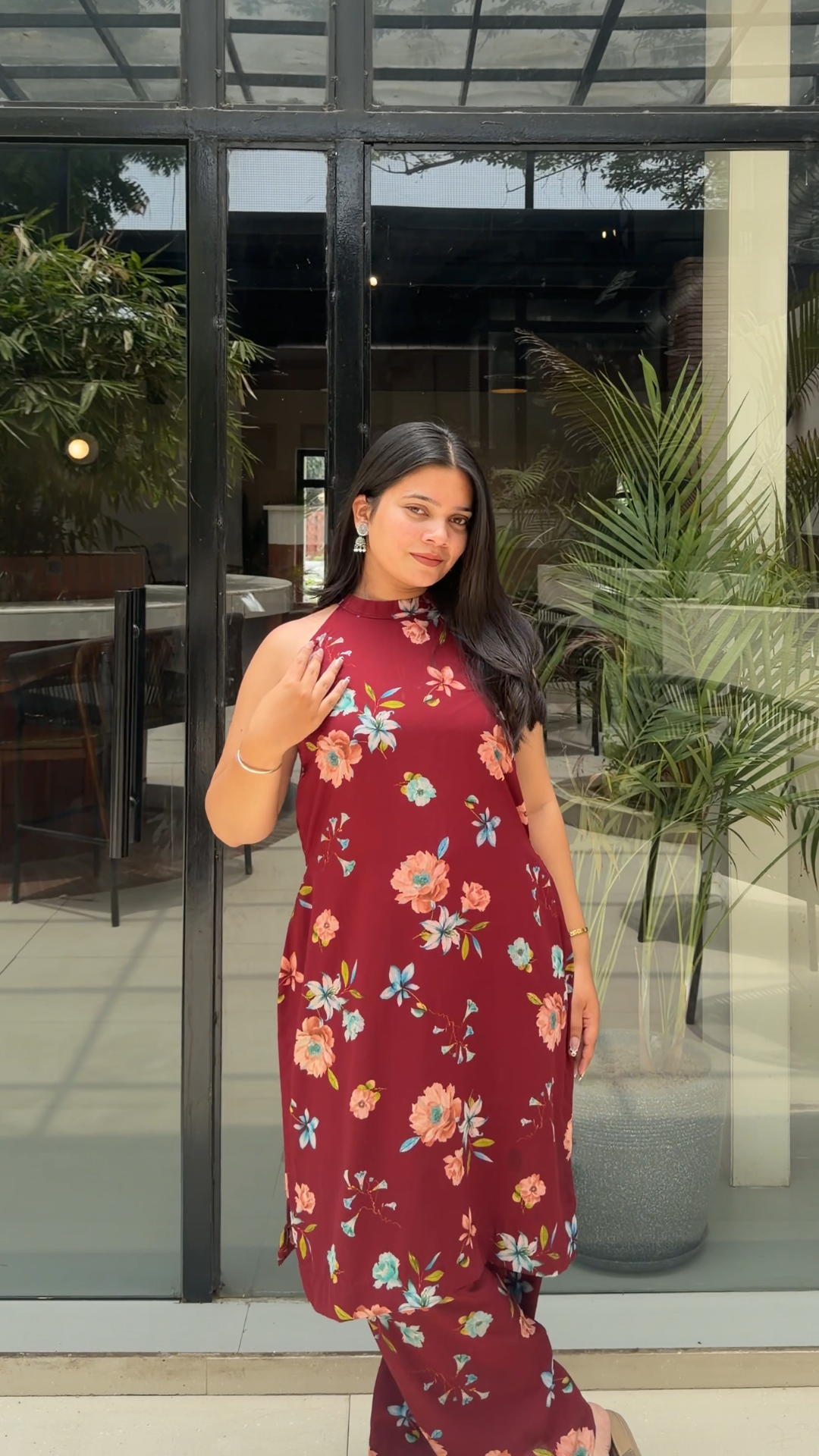 Gulnar — Cambric Cotton Co-ord Suit with Floral Print
