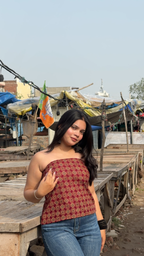 Noor — Cotton Laced-Back Top with Medallion Print | The Bolder Sister to Naira