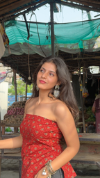 Kriti — Cotton Cinched Laced-Back Top in Red Floral Print | Backless Look, Without the Worry