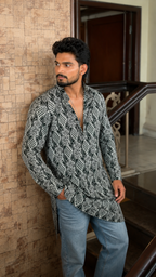 Naaz — Cotton Printed Kurta with Geometric Print | Bold Everyday Style for Men
