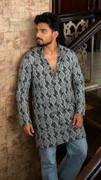 Naaz — Cotton Printed Kurta with Geometric Print | Bold Everyday Style for Men